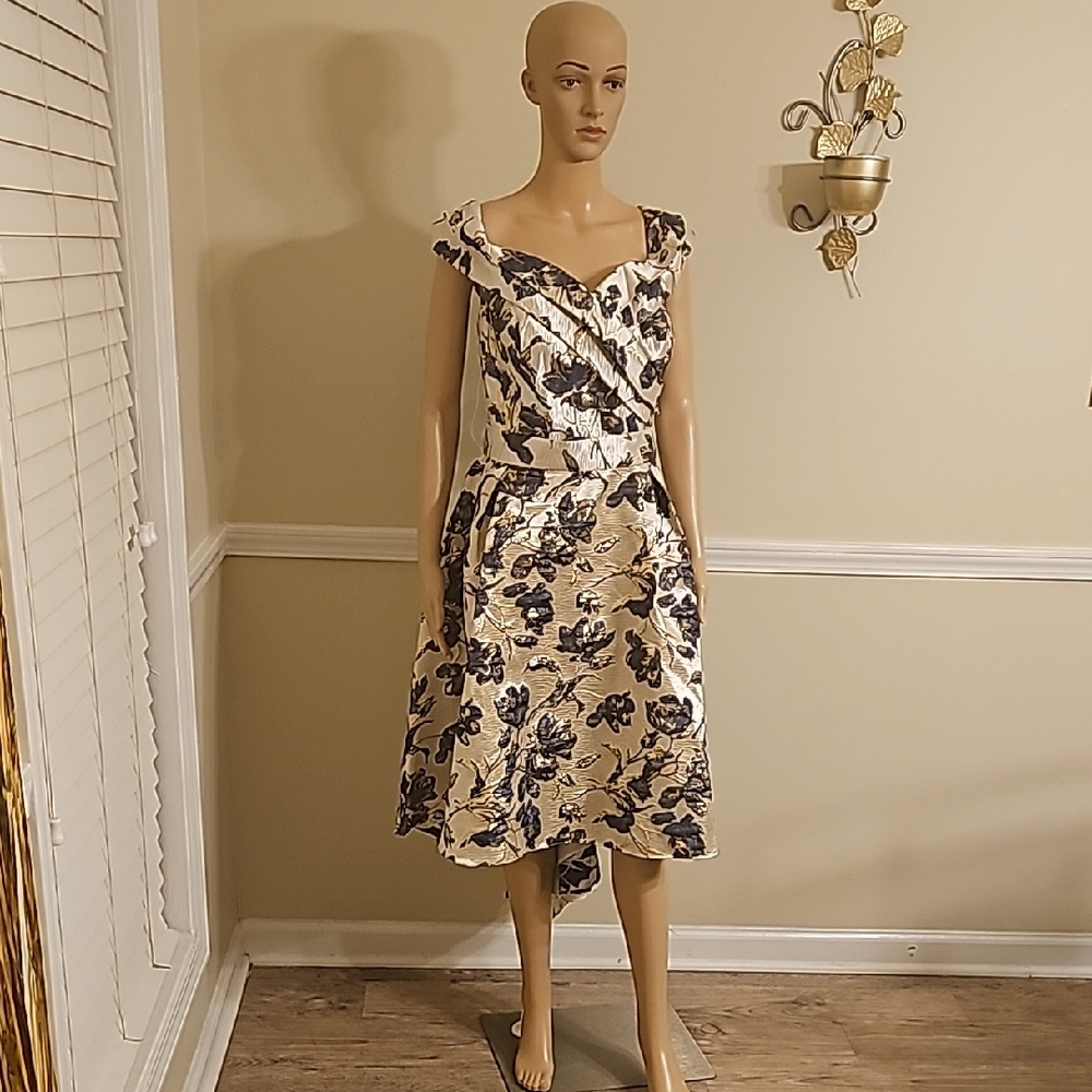 Oleg Cassini Elegant Floral High Low Dress